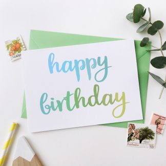 Birthday Card - Blue / Green