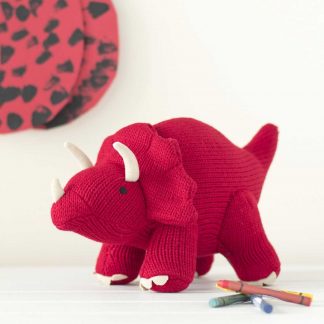 Best Years Knitted Large Red Triceratops Dinosaur Toy