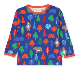 Toby Tiger Camping Bear Print Long Sleeved Top