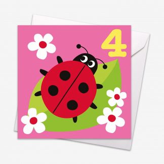 Toby Tiger Age 4 Ladybird Birthday Card