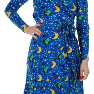 Duns Long Sleeved Wrap Dress in Mother Earth Blue