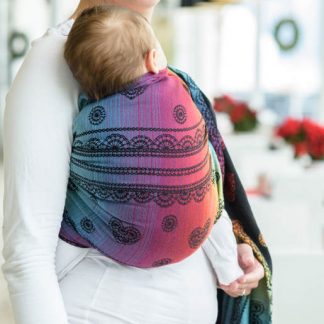LennyLamb Ring Sling in Rainbow Lace Dark (Longer Length & Pleated Shoulder)