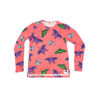 Mullido Adult's Coral Butterflies Long Sleeve Top (S/M only)