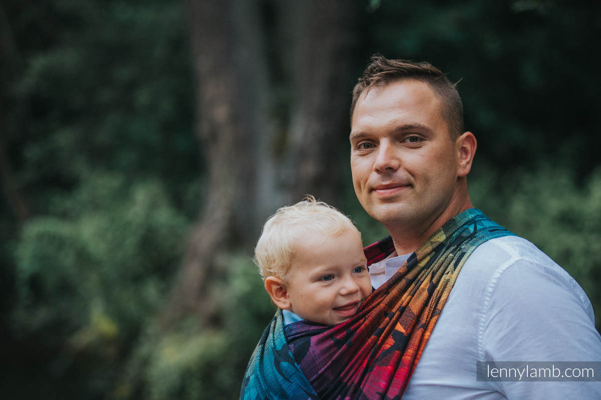 LennyLamb Baby Wrap in Swallows Rainbow Dark - Extra Small (Size 4) - Image 2