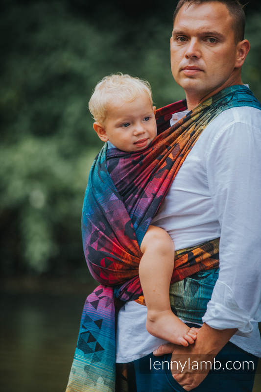 LennyLamb Baby Wrap in Swallows Rainbow Dark - Extra Small (Size 4) - Image 4