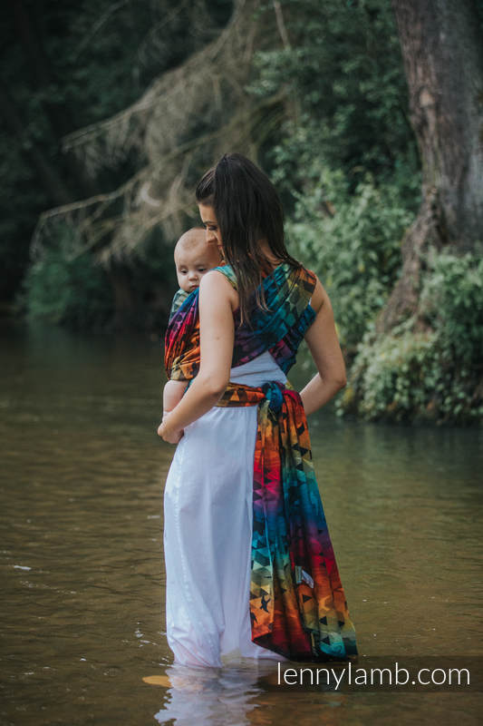 LennyLamb Baby Wrap in Swallows Rainbow Dark - Extra Small (Size 4) - Image 11