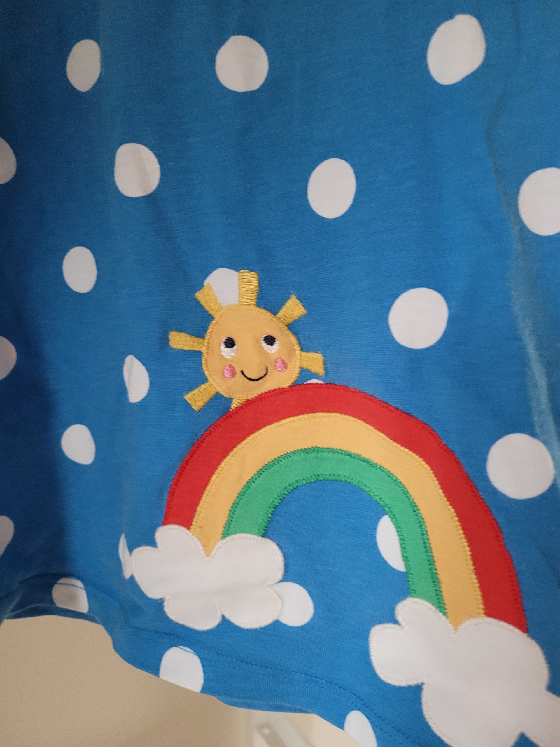 PRELOVED Frugi Blue Rainbow Dress Size 12-18 months - Image 2