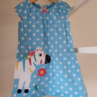 PRELOVED Frugi Blue Zebra Dress Size 12-18 months