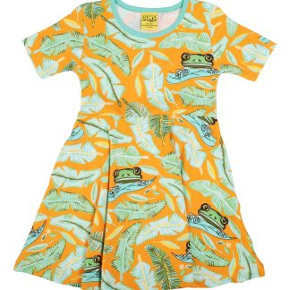 Duns Short Sleeved Skater Dress in Frog - Orange