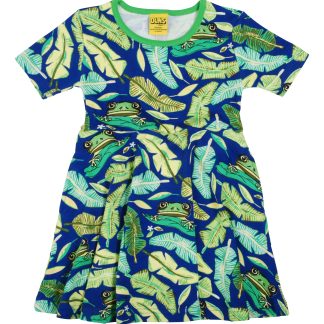 Duns Short Sleeved Skater Dress in Frog - Blue