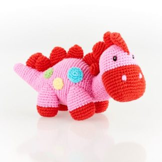Pebble Dinosaur Rattle - Steggi Pink