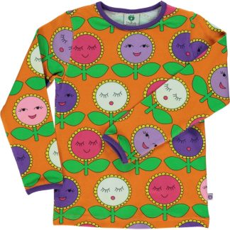 Småfolk LS T-shirt with Flowers - Orange