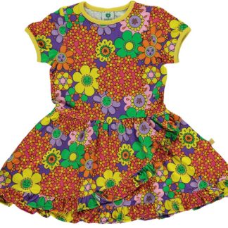 Småfolk Dress with Flowers Purple Heart