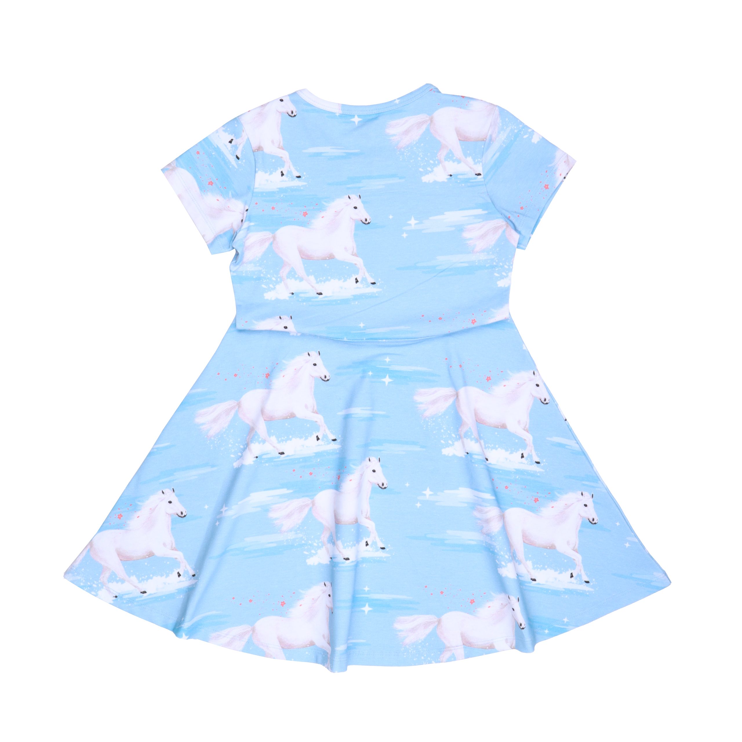 Walkiddy White Horses Short Sleeved Dress - Image 2