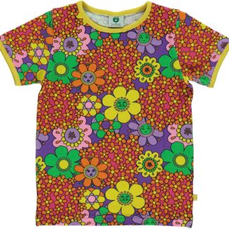Småfolk Short Sleeved T-shirt with Flowers Purple Heart