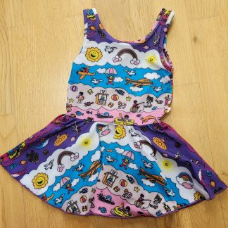 Småfolk Swimsuit with Skirt in Landscape Sea Pink