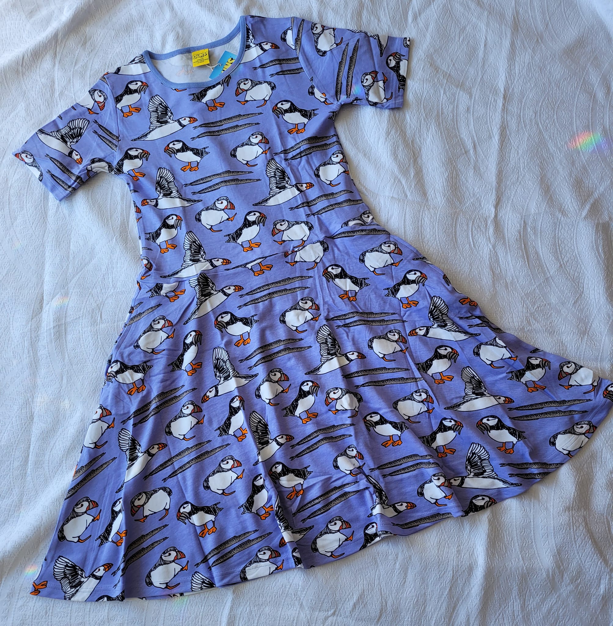 Duns Short Sleeved Puffin Skater Dress in Easter Egg - Image 3