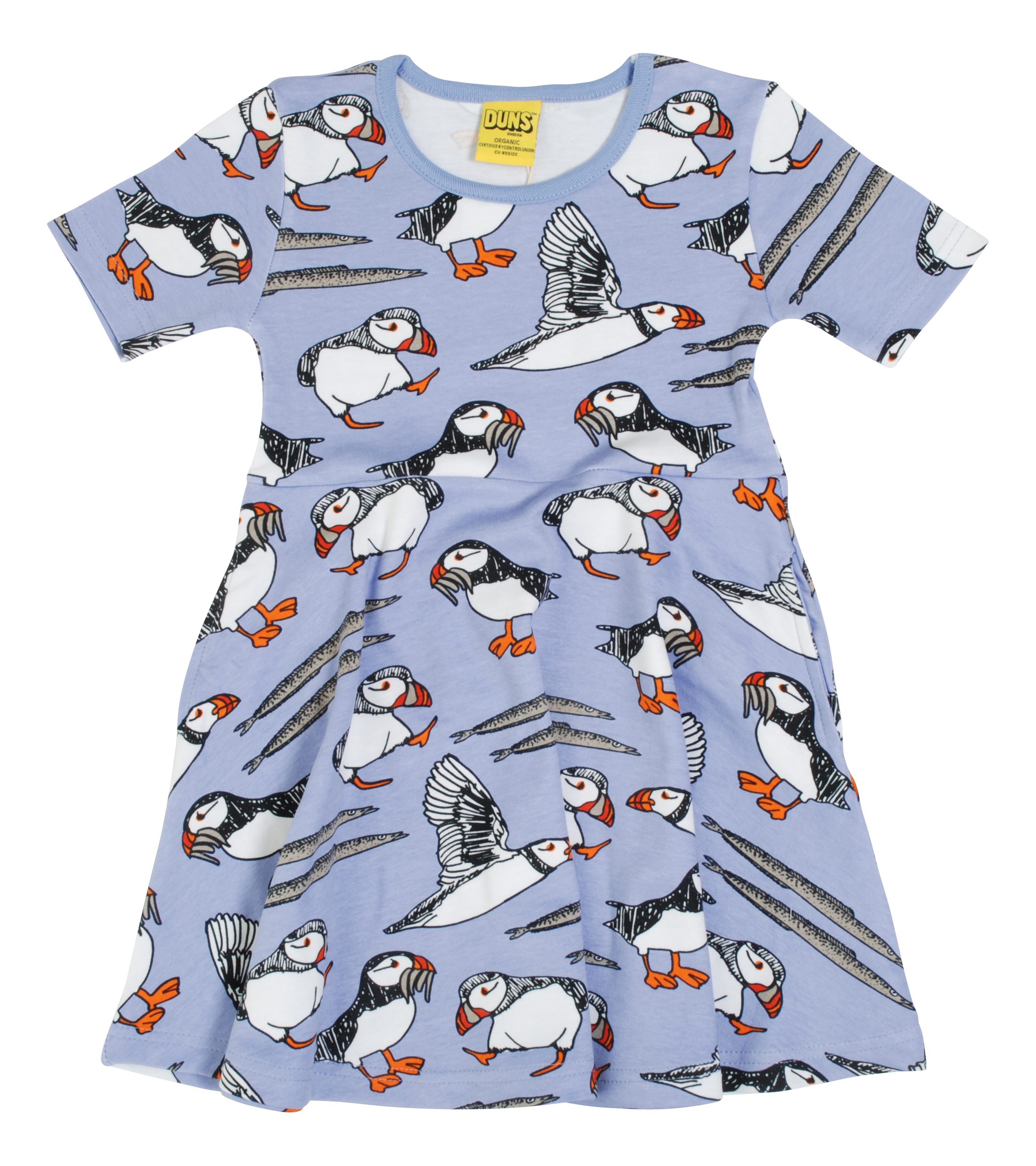 Duns Short Sleeved Puffin Skater Dress in Easter Egg