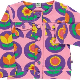 Småfolk Sweat Jacket with Flower in Sea Pink