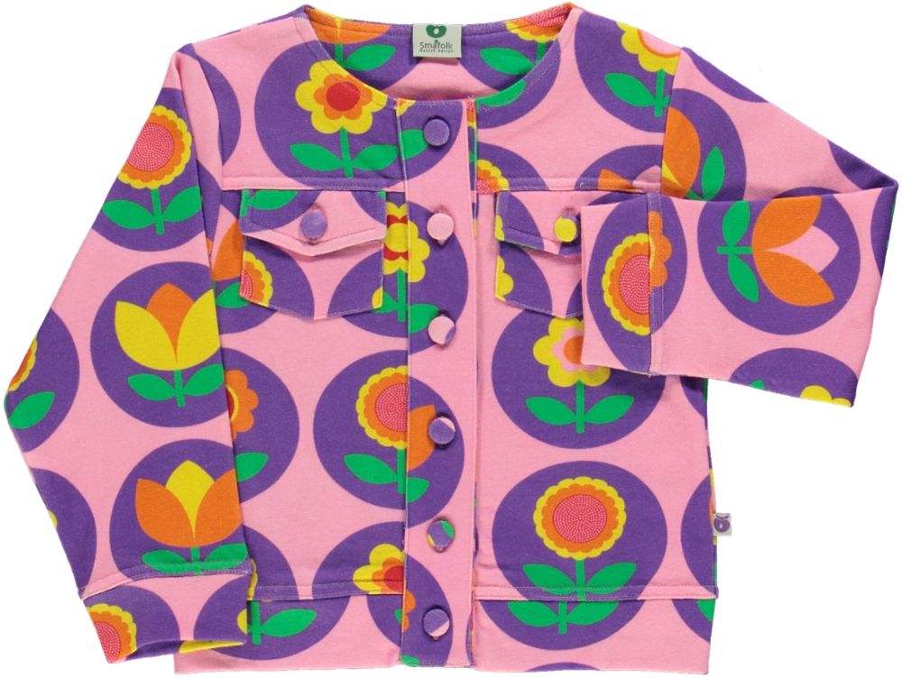 Småfolk Sweat Jacket with Flower in Sea Pink