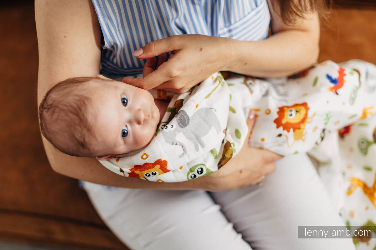LennyLamb Maxi Swaddle Blanket in Trip to the Zoo - Image 4