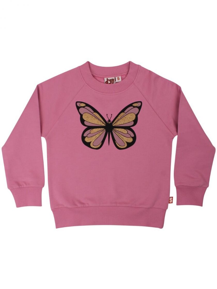 Danefae DYR Dyrbellow Sweatshirt in Old Rose Sommerfugl (Butterfly)