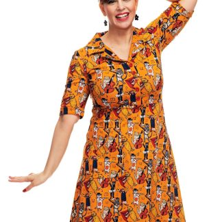 Cissi och Selma Monika Dress in Jazzkatt (Size Large Only)