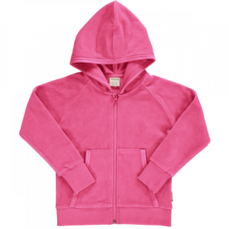 Maxomorra Velour Hooded Cardigan in Azalea