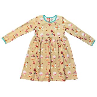 Curious Stories Long Sleeved Gather Dress in Funfair (Size 104 Only)