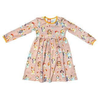 Curious Stories Long Sleeved Gather Dress in Supergirl (Size 104 Only)