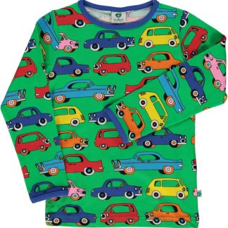 Småfolk Long Sleeved T-Shirt with Cars in Apple Green
