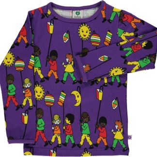 Småfolk Long Sleeved T-Shirt with Children with Lanterns in Purple Heart