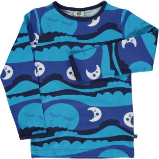 Småfolk Long Sleeved T-Shirt with Sun and Moon in Ocean Blue