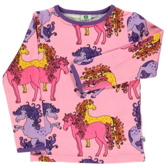 Småfolk Long Sleeved T-Shirt with Horse in Sea Pink