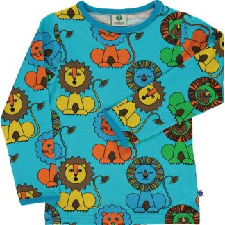 Småfolk Long Sleeved T-Shirt with Lion in Blue Atoll