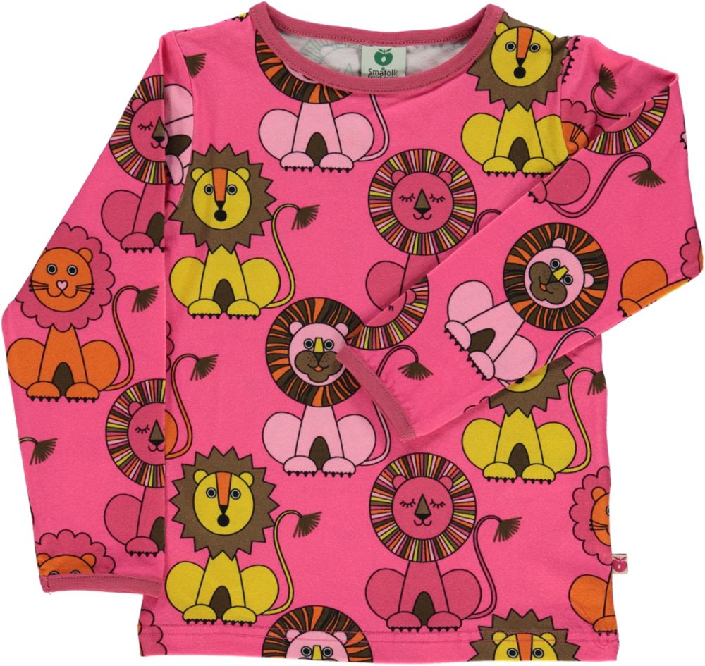 Småfolk Long Sleeved T-Shirt with Lion in Pink (7-8 Years Only)