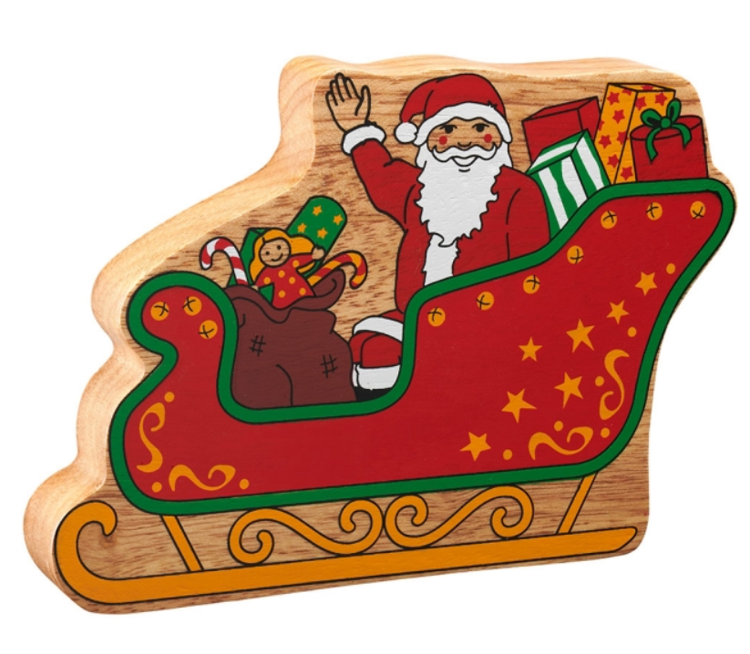 Lanka Kade Natural Red Father Christmas in a Sleigh