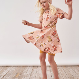 Meyadey Short Sleeved Circle Dress in Clown Fish Glory