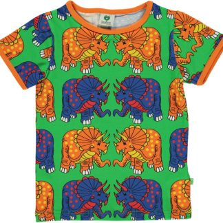 Småfolk Short Sleeved T-shirt with Dinosaurs Green