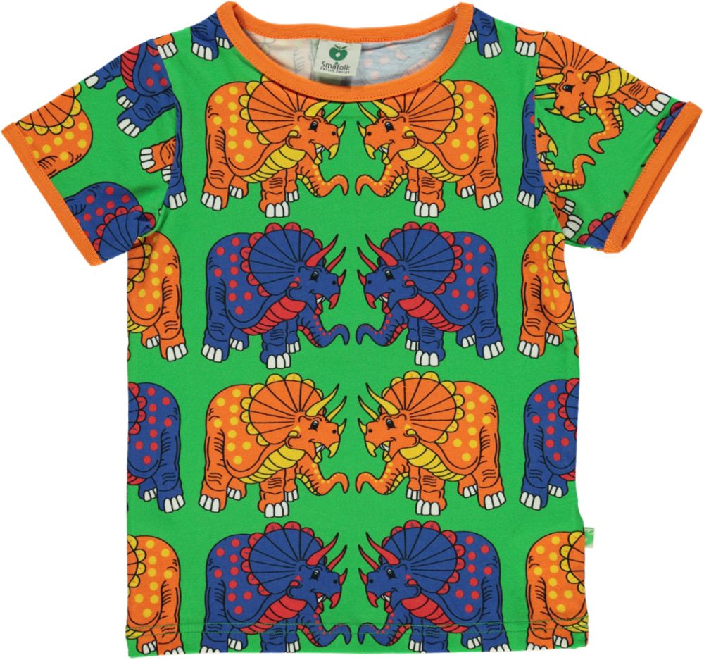 Småfolk Short Sleeved T-shirt with Dinosaurs Green