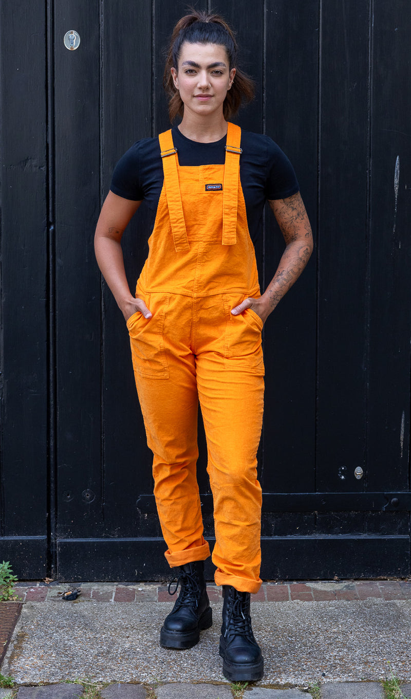 Run & Fly Highlighter Orange Stretch Corduroy Dungarees - Image 3