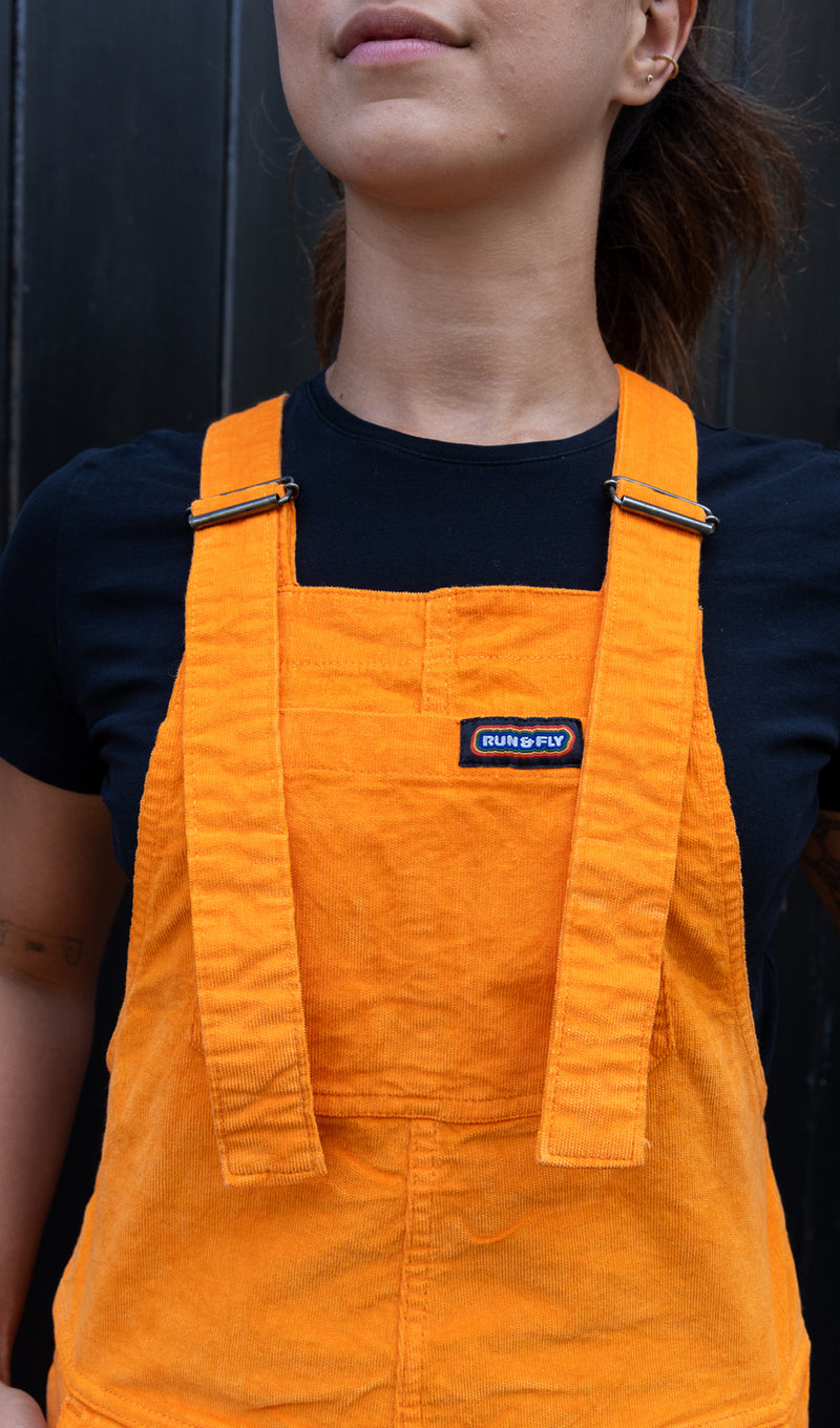 Run & Fly Highlighter Orange Stretch Corduroy Dungarees - Image 7