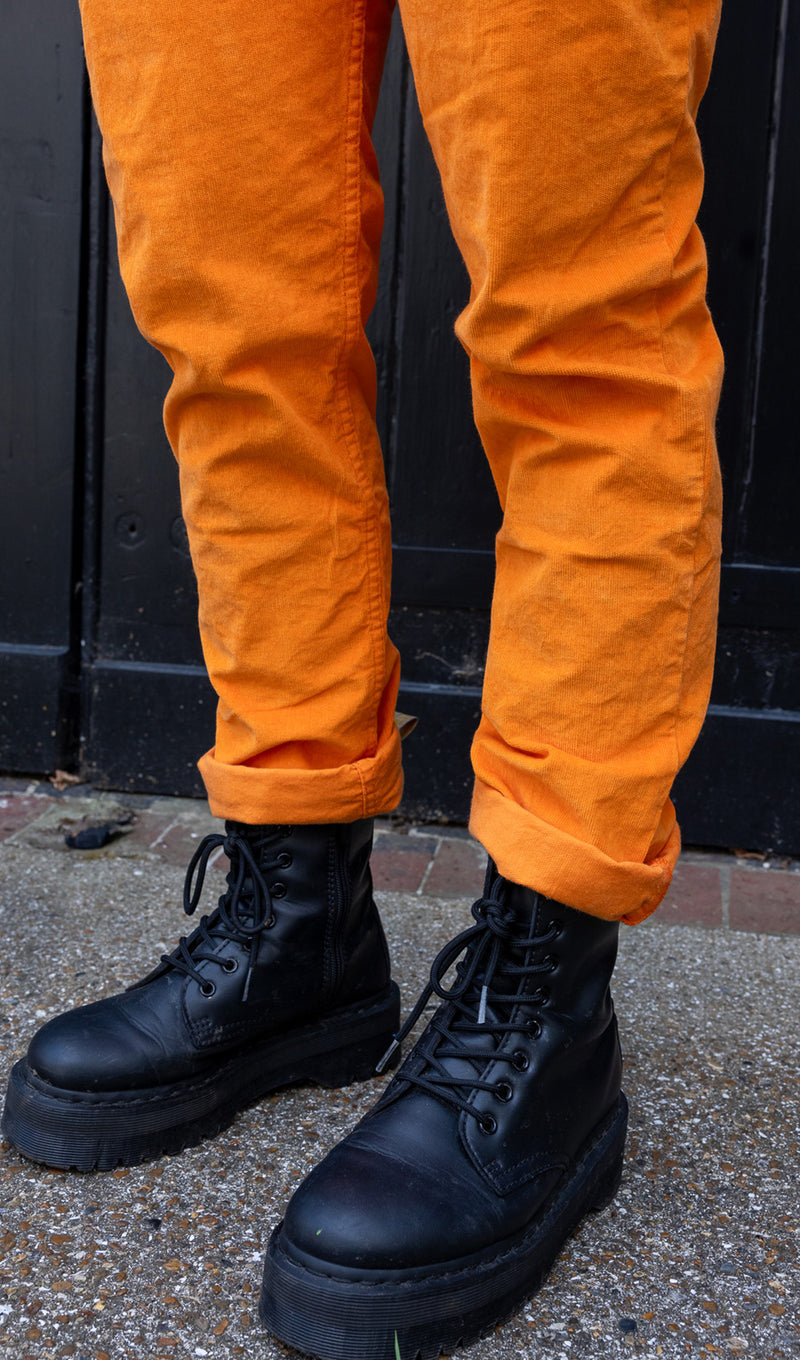 Run & Fly Highlighter Orange Stretch Corduroy Dungarees - Image 6