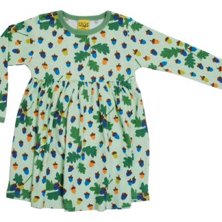 Duns LS Dress with Gather Skirt in Acorns Pastel Green