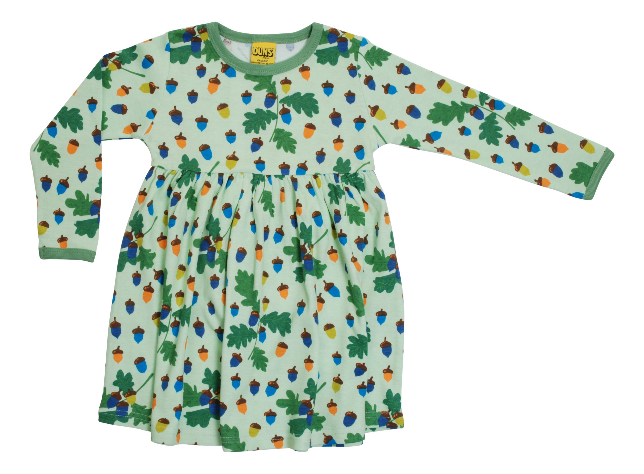 Duns LS Dress with Gather Skirt in Acorns Pastel Green