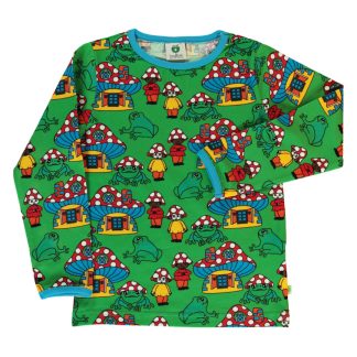 Småfolk Long Sleeved T-Shirt with Mushroom Houses in Green