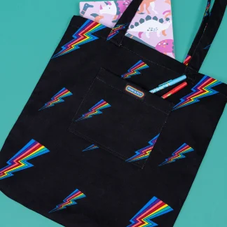 Run & Fly Black Lightning Tote Bag