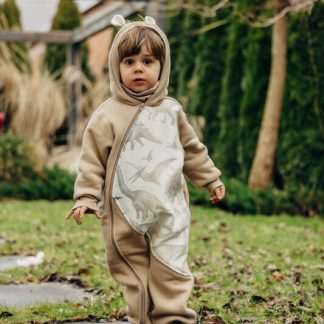 LennyLamb Bear Romper Beige and Jurassic Park Ice Desert