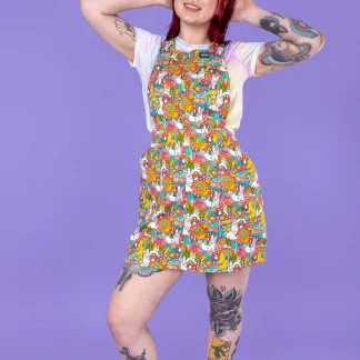 Run & Fly Some Bunny Loves You Stretch Twill Pinafore Dress