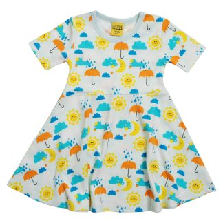 Duns Short Sleeved Skater Dress in Sun and Rain